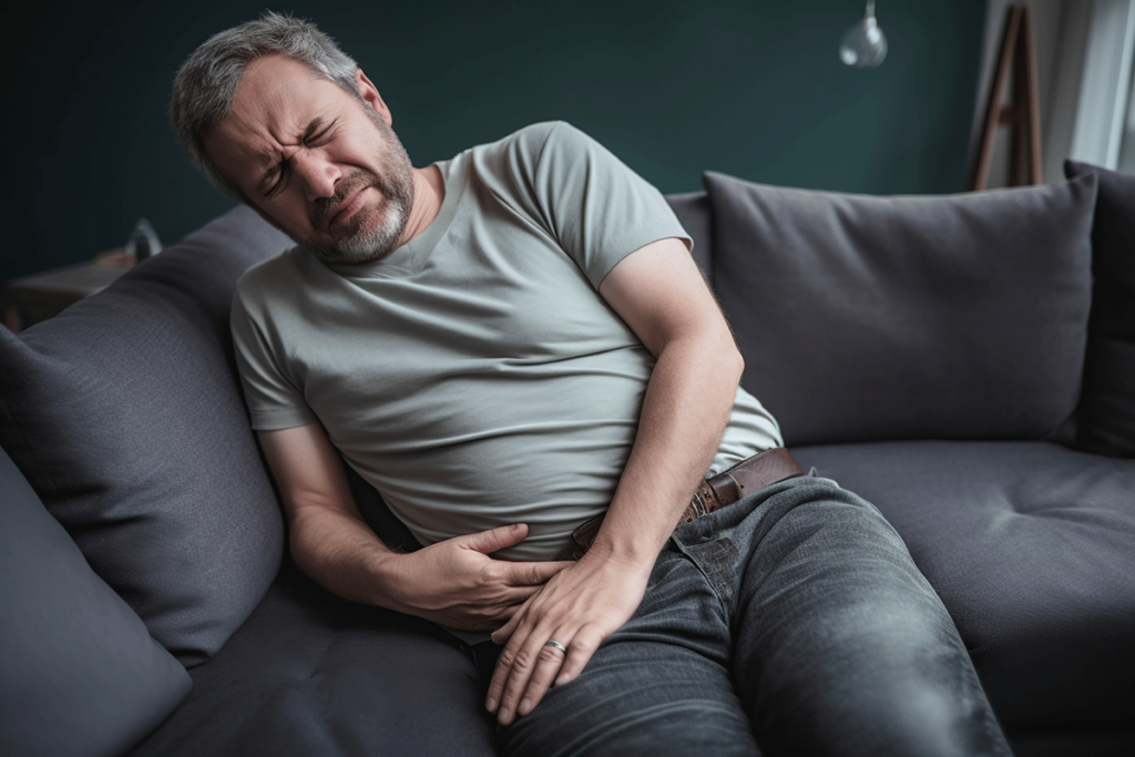 a man struggles with what may be alcohol poisoning after drinking too much