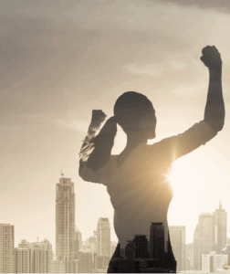 a woman stands strong after overcoming huffing inhalant addiction