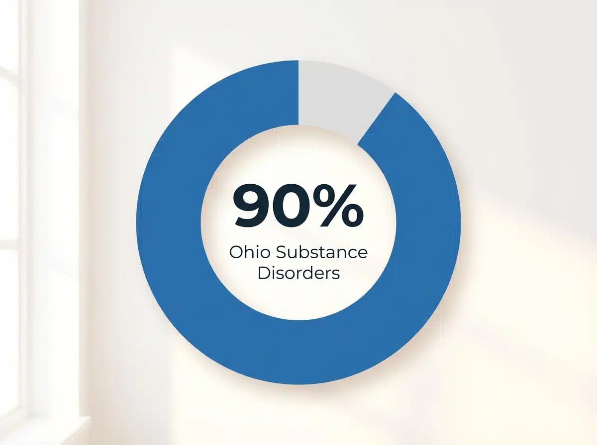 Infographic showing Untreated Substance Use Disorders in Ohio: 90%