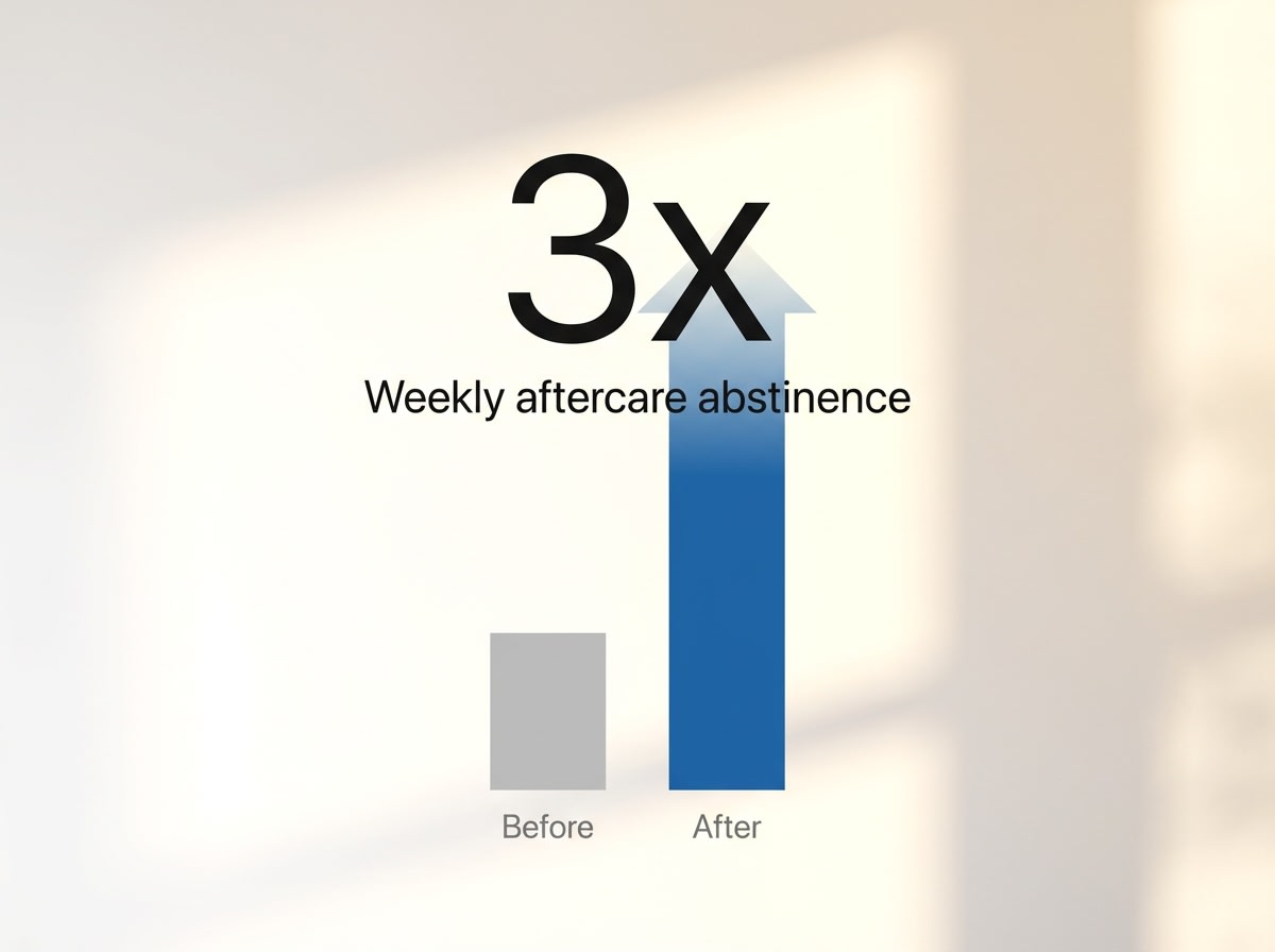 Infographic showing Likelihood of abstinence with weekly aftercare: 3x