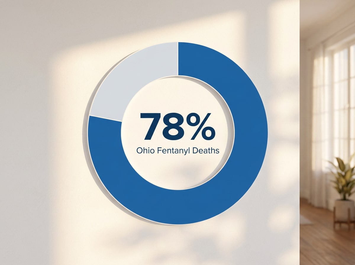 Infographic showing Ohio Overdose Deaths Involving Fentanyl (2023): 78%