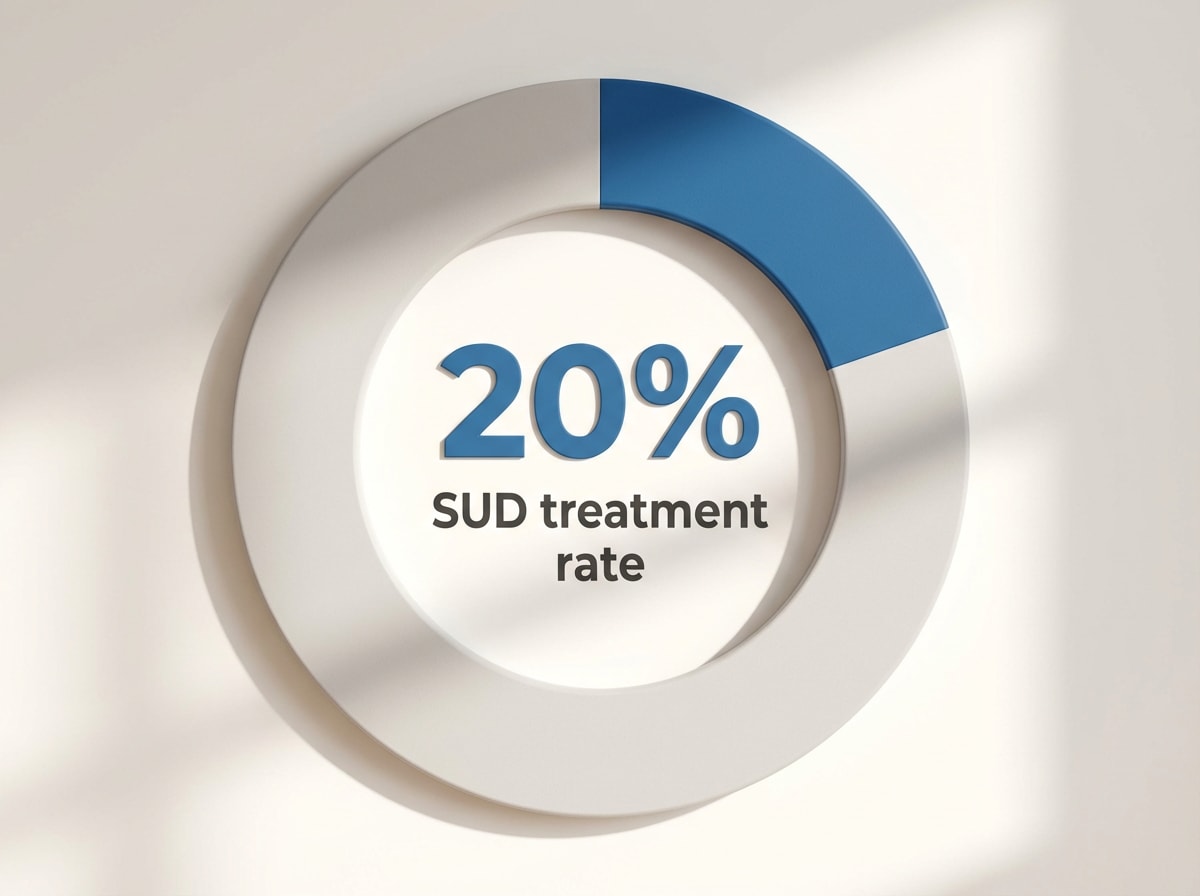 Infographic showing Proportion of individuals with SUD who received treatment in 2024: 20%