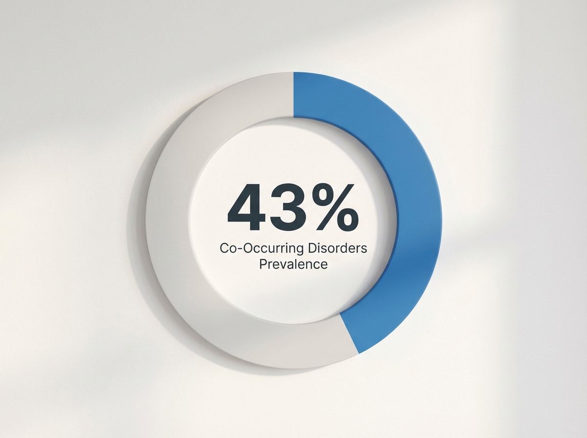 Infographic showing Prevalence of Co-Occurring Mental Health Disorders in Substance Abuse Treatment: 43%