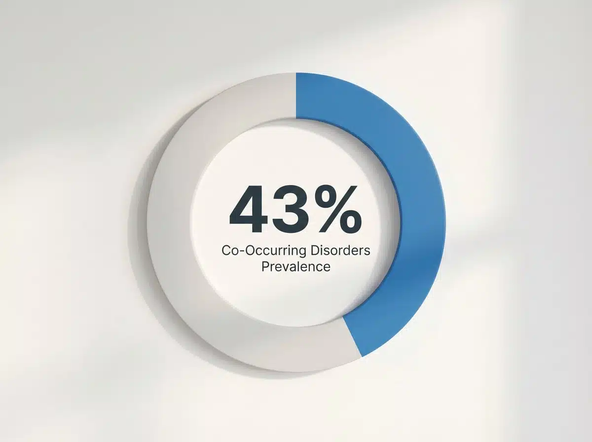 Infographic showing Prevalence of Co-Occurring Mental Health Disorders in Substance Abuse Treatment: 43%