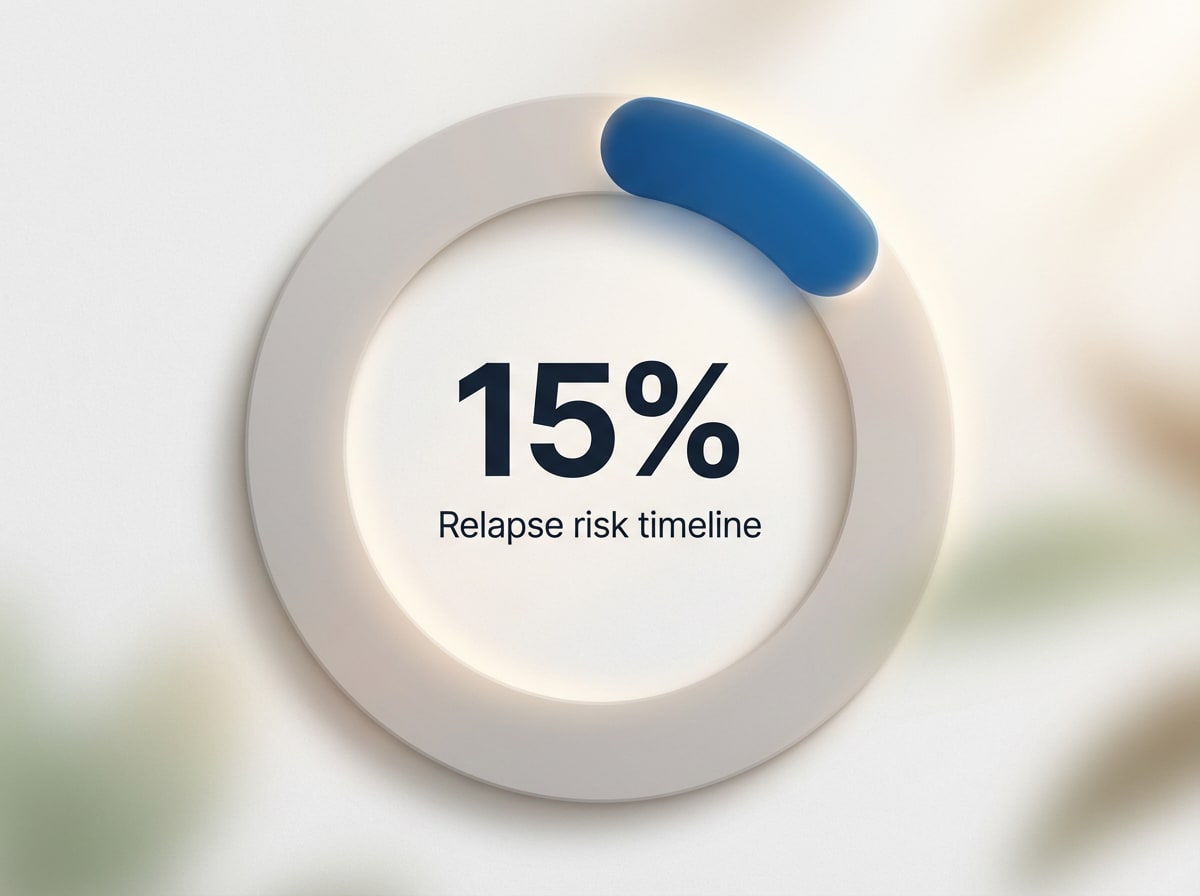 Infographic showing Relapse risk after 4-5 years of remission: 15%