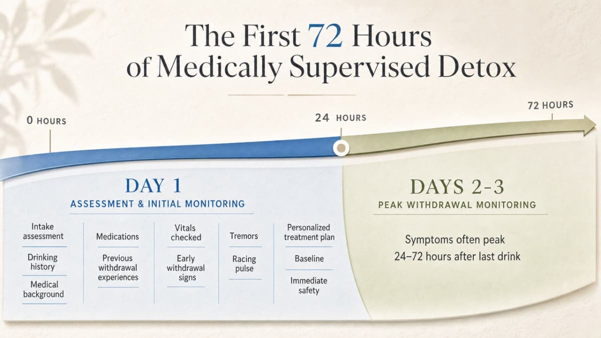 Visualize the cited day-by-day detox process under Ohio's ASAM Level 3 framework, which the section explicitly walks through